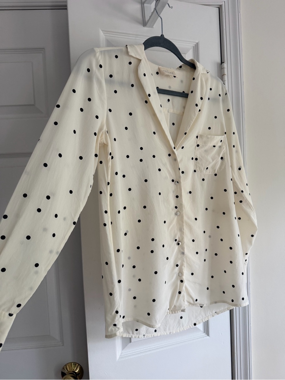Sézane Florence Shirt 100% Silk Polka Dot Blouse Ecru Size 34 - Picture 11 of 12